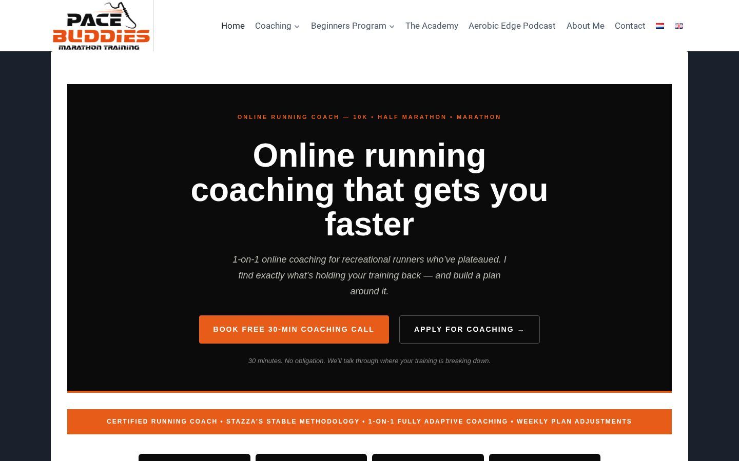Website van Pace Buddies (.com), gemaakt door Webletica