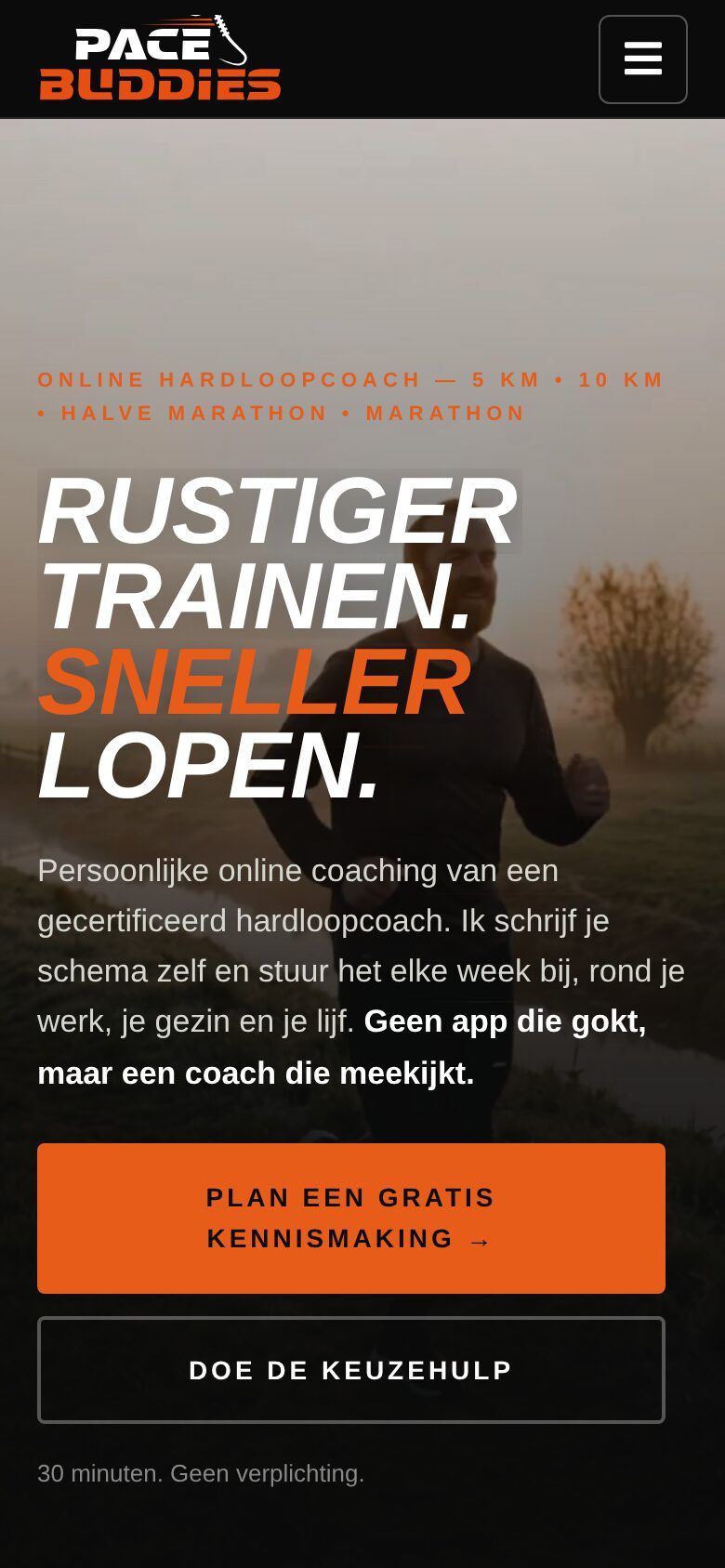 Pace Buddies (.nl) op mobiel, gemaakt door Webletica